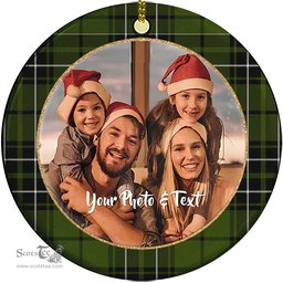 Scottish MacLean Hunting Tartan Ornament - Personalized Two Sided Family Christmas Photo Ceramic Ornament Scottish Plaid Tartan Plaid - ScotsTee - scotstee.com