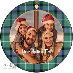 Scottish MacDonald of the Isles Hunting Ancient Tartan Ornament - Personalized Two Sided Family Christmas Photo Ceramic Ornament Scottish Plaid Tartan Plaid - ScotsTee - scotstee.com