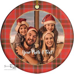 Scottish Grant Weathered Tartan Ornament - Personalized Two Sided Family Christmas Photo Ceramic Ornament Scottish Plaid Tartan Plaid - ScotsTee - scotstee.com