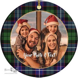 Scottish Galbraith Modern Tartan Ornament - Personalized Two Sided Family Christmas Photo Ceramic Ornament Scottish Plaid Tartan Plaid - ScotsTee - scotstee.com