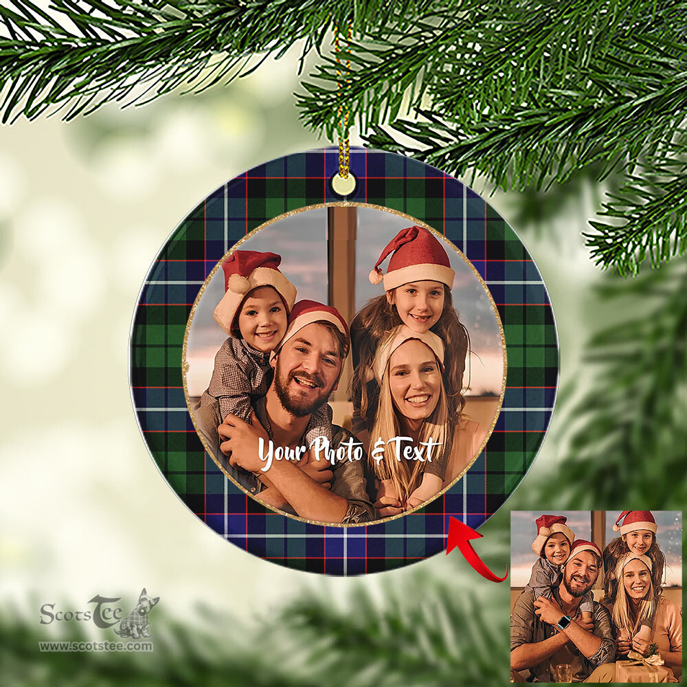 Scottish Galbraith Modern Tartan Ornament - Personalized Two Sided Family Christmas Photo Ceramic Ornament Scottish Plaid Tartan Plaid - ScotsTee - scotstee.com
