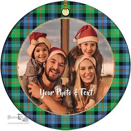 Scottish Murray of Atholl Ancient Tartan Ornament - Personalized Two Sided Family Christmas Photo Ceramic Ornament Scottish Plaid Tartan Plaid - ScotsTee - scotstee.com
