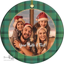 Scottish Ross Hunting Ancient Tartan Ornament - Personalized Two Sided Family Christmas Photo Ceramic Ornament Scottish Plaid Tartan Plaid - ScotsTee - scotstee.com