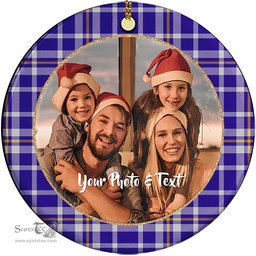 Scottish Ochterlony Tartan Ornament - Personalized Two Sided Family Christmas Photo Ceramic Ornament Scottish Plaid Tartan Plaid - ScotsTee - scotstee.com