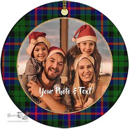 Scottish Morrison Modern Tartan Ornament - Personalized Two Sided Family Christmas Photo Ceramic Ornament Scottish Plaid Tartan Plaid - ScotsTee - scotstee.com