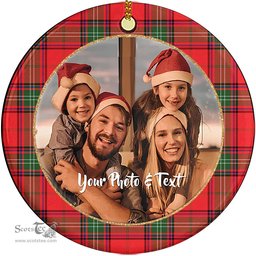 Scottish Seton Modern Tartan Ornament - Personalized Two Sided Family Christmas Photo Ceramic Ornament Scottish Plaid Tartan Plaid - ScotsTee - scotstee.com