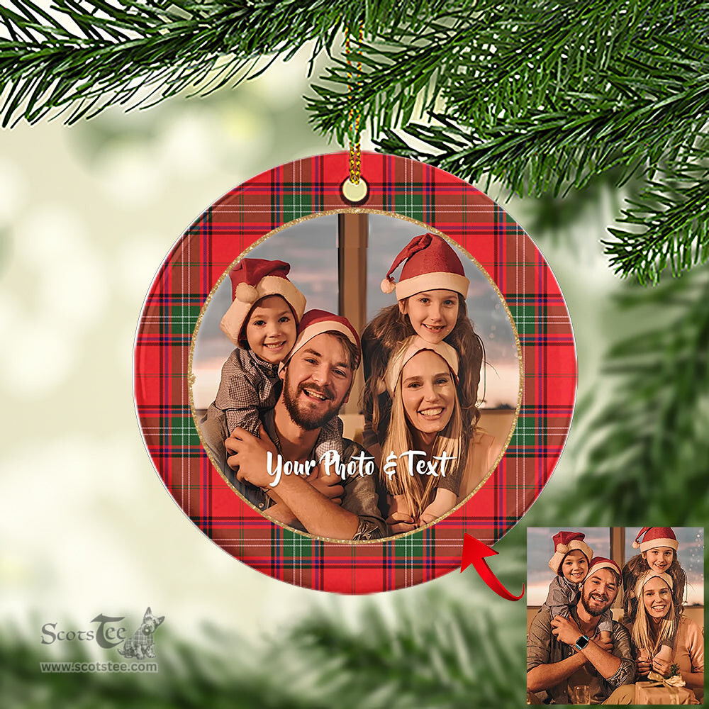 Scottish Seton Modern Tartan Ornament - Personalized Two Sided Family Christmas Photo Ceramic Ornament Scottish Plaid Tartan Plaid - ScotsTee - scotstee.com