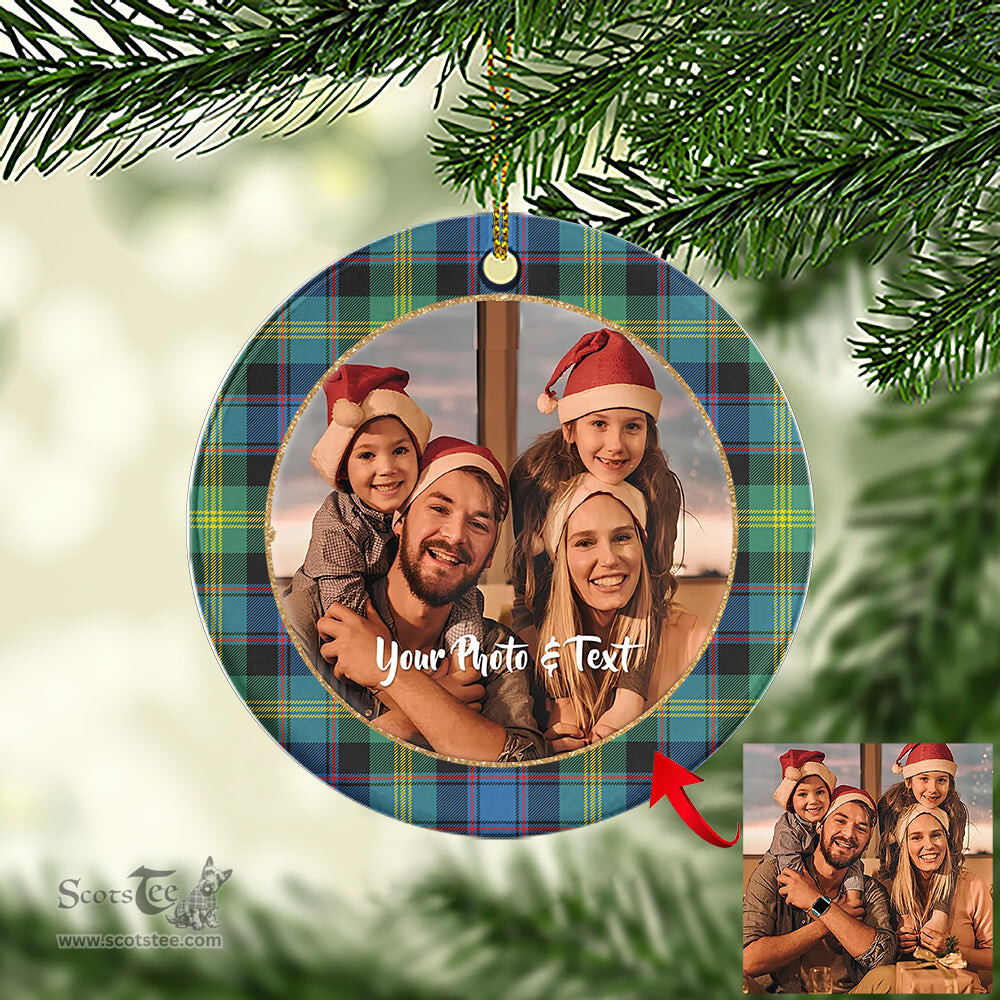 Scottish Watson Ancient Tartan Ornament - Personalized Two Sided Family Christmas Photo Ceramic Ornament Scottish Plaid Tartan Plaid - ScotsTee - scotstee.com