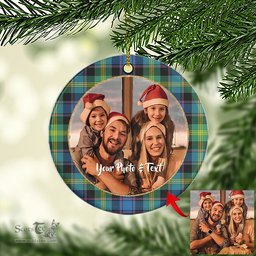 Scottish Watson Ancient Tartan Ornament - Personalized Two Sided Family Christmas Photo Ceramic Ornament Scottish Plaid Tartan Plaid - ScotsTee - scotstee.com