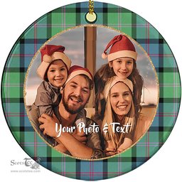 Scottish MacThomas Ancient Tartan Ornament - Personalized Two Sided Family Christmas Photo Ceramic Ornament Scottish Plaid Tartan Plaid - ScotsTee - scotstee.com