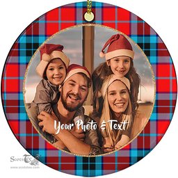 Scottish MacTavish Modern Tartan Ornament - Personalized Two Sided Family Christmas Photo Ceramic Ornament Scottish Plaid Tartan Plaid - ScotsTee - scotstee.com