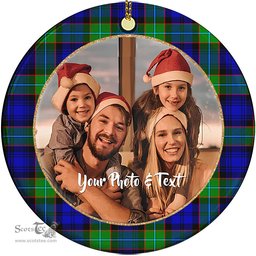 Scottish Sempill Modern Tartan Ornament - Personalized Two Sided Family Christmas Photo Ceramic Ornament Scottish Plaid Tartan Plaid - ScotsTee - scotstee.com