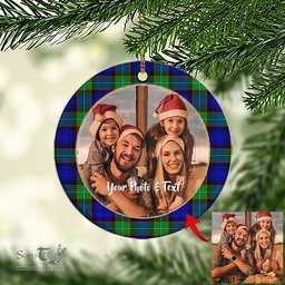 Scottish Sempill Modern Tartan Ornament - Personalized Two Sided Family Christmas Photo Ceramic Ornament Scottish Plaid Tartan Plaid - ScotsTee - scotstee.com
