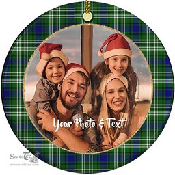 Scottish Tweedside District Tartan Ornament - Personalized Two Sided Family Christmas Photo Ceramic Ornament Scottish Plaid Tartan Plaid - ScotsTee - scotstee.com