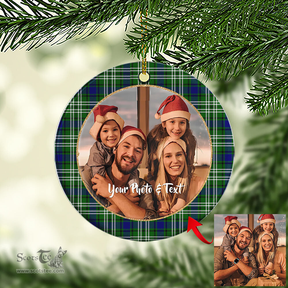 Scottish Tweedside District Tartan Ornament - Personalized Two Sided Family Christmas Photo Ceramic Ornament Scottish Plaid Tartan Plaid - ScotsTee - scotstee.com