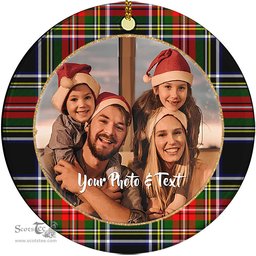 Scottish Stewart Black Tartan Ornament - Personalized Two Sided Family Christmas Photo Ceramic Ornament Scottish Plaid Tartan Plaid - ScotsTee - scotstee.com
