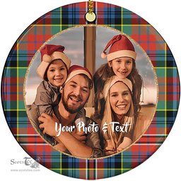 Scottish MacPherson Ancient Tartan Ornament - Personalized Two Sided Family Christmas Photo Ceramic Ornament Scottish Plaid Tartan Plaid - ScotsTee - scotstee.com