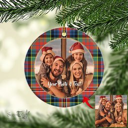 Scottish MacPherson Ancient Tartan Ornament - Personalized Two Sided Family Christmas Photo Ceramic Ornament Scottish Plaid Tartan Plaid - ScotsTee - scotstee.com
