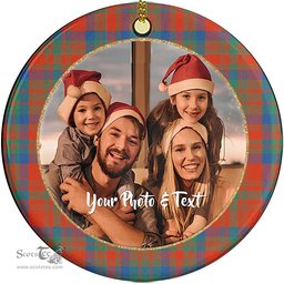 Scottish Matheson Ancient Tartan Ornament - Personalized Two Sided Family Christmas Photo Ceramic Ornament Scottish Plaid Tartan Plaid - ScotsTee - scotstee.com