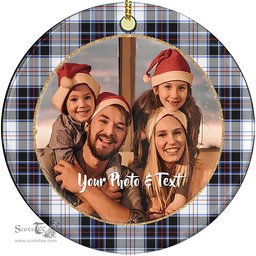 Scottish MacRae Dress Modern Tartan Ornament - Personalized Two Sided Family Christmas Photo Ceramic Ornament Scottish Plaid Tartan Plaid - ScotsTee - scotstee.com