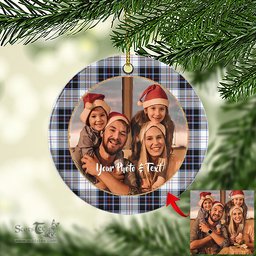 Scottish MacRae Dress Modern Tartan Ornament - Personalized Two Sided Family Christmas Photo Ceramic Ornament Scottish Plaid Tartan Plaid - ScotsTee - scotstee.com