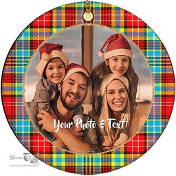 Scottish Ogilvie Tartan Ornament - Personalized Two Sided Family Christmas Photo Ceramic Ornament Scottish Plaid Tartan Plaid - ScotsTee - scotstee.com