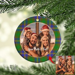 Scottish Strange of Balkaskie Tartan Ornament - Personalized Two Sided Family Christmas Photo Ceramic Ornament Scottish Plaid Tartan Plaid - ScotsTee - scotstee.com
