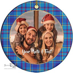 Scottish Mercer Modern Tartan Ornament - Personalized Two Sided Family Christmas Photo Ceramic Ornament Scottish Plaid Tartan Plaid - ScotsTee - scotstee.com