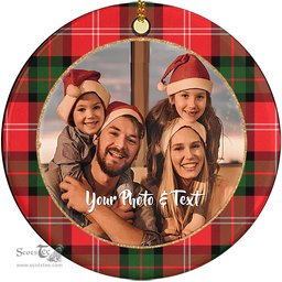 Scottish Nesbitt Modern Tartan Ornament - Personalized Two Sided Family Christmas Photo Ceramic Ornament Scottish Plaid Tartan Plaid - ScotsTee - scotstee.com