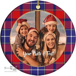 Scottish Wishart Dress Tartan Ornament - Personalized Two Sided Family Christmas Photo Ceramic Ornament Scottish Plaid Tartan Plaid - ScotsTee - scotstee.com