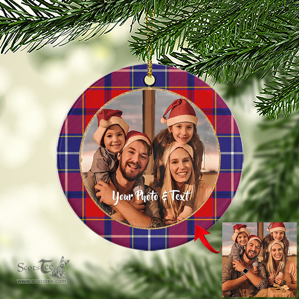 Scottish Wishart Dress Tartan Ornament - Personalized Two Sided Family Christmas Photo Ceramic Ornament Scottish Plaid Tartan Plaid - ScotsTee - scotstee.com