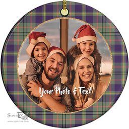 Scottish Tailyour Weathered Tartan Ornament - Personalized Two Sided Family Christmas Photo Ceramic Ornament Scottish Plaid Tartan Plaid - ScotsTee - scotstee.com