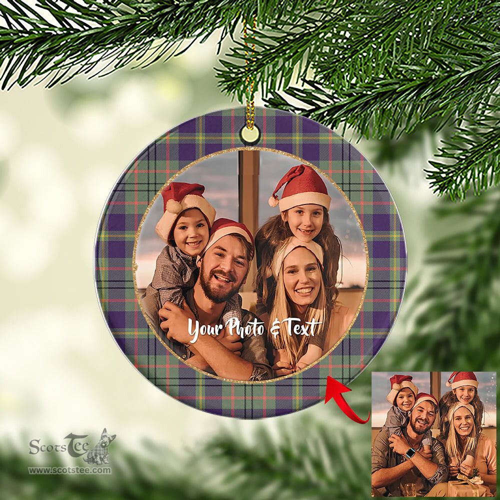 Scottish Tailyour Weathered Tartan Ornament - Personalized Two Sided Family Christmas Photo Ceramic Ornament Scottish Plaid Tartan Plaid - ScotsTee - scotstee.com