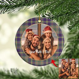 Scottish Tailyour Weathered Tartan Ornament - Personalized Two Sided Family Christmas Photo Ceramic Ornament Scottish Plaid Tartan Plaid - ScotsTee - scotstee.com