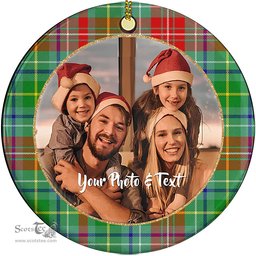 Scottish Muirhead Tartan Ornament - Personalized Two Sided Family Christmas Photo Ceramic Ornament Scottish Plaid Tartan Plaid - ScotsTee - scotstee.com