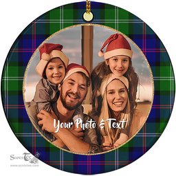 Scottish MacThomas Modern Tartan Ornament - Personalized Two Sided Family Christmas Photo Ceramic Ornament Scottish Plaid Tartan Plaid - ScotsTee - scotstee.com