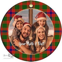 Scottish Skene Modern Tartan Ornament - Personalized Two Sided Family Christmas Photo Ceramic Ornament Scottish Plaid Tartan Plaid - ScotsTee - scotstee.com