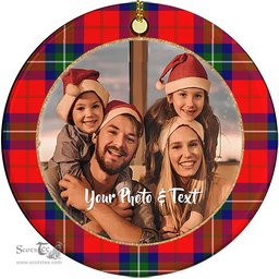 Scottish Ruthven Modern Tartan Ornament - Personalized Two Sided Family Christmas Photo Ceramic Ornament Scottish Plaid Tartan Plaid - ScotsTee - scotstee.com