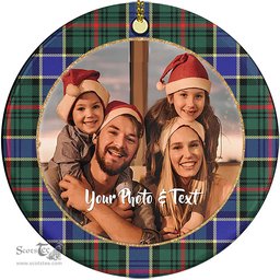 Scottish Ogilvie Hunting Modern Tartan Ornament - Personalized Two Sided Family Christmas Photo Ceramic Ornament Scottish Plaid Tartan Plaid - ScotsTee - scotstee.com