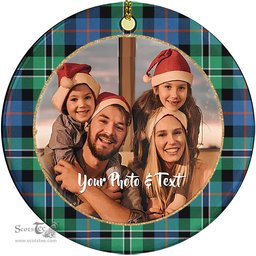 Scottish Rose Hunting Ancient Tartan Ornament - Personalized Two Sided Family Christmas Photo Ceramic Ornament Scottish Plaid Tartan Plaid - ScotsTee - scotstee.com