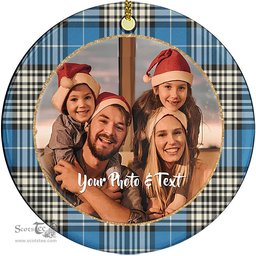 Scottish Napier Ancient Tartan Ornament - Personalized Two Sided Family Christmas Photo Ceramic Ornament Scottish Plaid Tartan Plaid - ScotsTee - scotstee.com