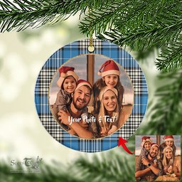 Scottish Napier Ancient Tartan Ornament - Personalized Two Sided Family Christmas Photo Ceramic Ornament Scottish Plaid Tartan Plaid - ScotsTee - scotstee.com