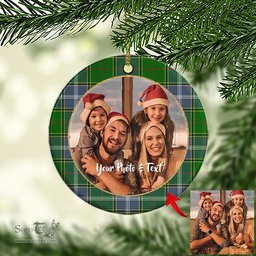 Scottish Pringle Tartan Ornament - Personalized Two Sided Family Christmas Photo Ceramic Ornament Scottish Plaid Tartan Plaid - ScotsTee - scotstee.com