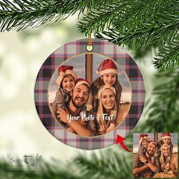 Scottish MacPherson Hunting Ancient Tartan Ornament - Personalized Two Sided Family Christmas Photo Ceramic Ornament Scottish Plaid Tartan Plaid - ScotsTee - scotstee.com