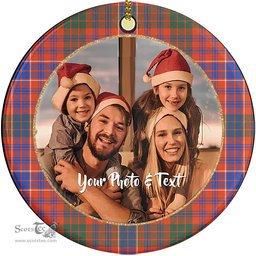 Scottish MacRae Ancient Tartan Ornament - Personalized Two Sided Family Christmas Photo Ceramic Ornament Scottish Plaid Tartan Plaid - ScotsTee - scotstee.com