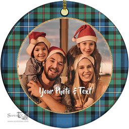 Scottish Robertson Hunting Ancient Tartan Ornament - Personalized Two Sided Family Christmas Photo Ceramic Ornament Scottish Plaid Tartan Plaid - ScotsTee - scotstee.com