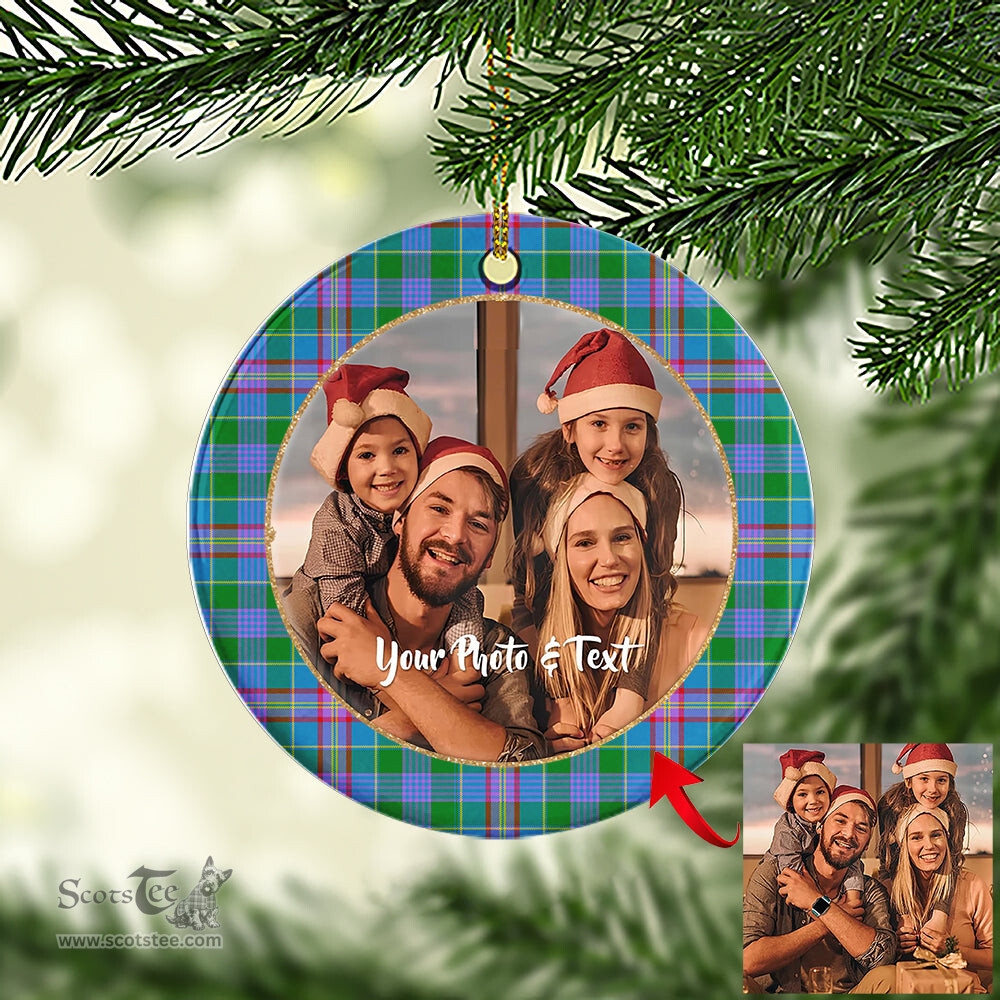 Scottish Pitcairn Hunting Tartan Ornament - Personalized Two Sided Family Christmas Photo Ceramic Ornament Scottish Plaid Tartan Plaid - ScotsTee - scotstee.com