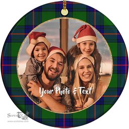 Scottish Shaw Modern Tartan Ornament - Personalized Two Sided Family Christmas Photo Ceramic Ornament Scottish Plaid Tartan Plaid - ScotsTee - scotstee.com