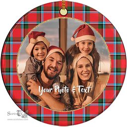 Scottish Sinclair Modern Tartan Ornament - Personalized Two Sided Family Christmas Photo Ceramic Ornament Scottish Plaid Tartan Plaid - ScotsTee - scotstee.com