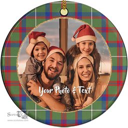 Scottish Shaw Green Modern Tartan Ornament - Personalized Two Sided Family Christmas Photo Ceramic Ornament Scottish Plaid Tartan Plaid - ScotsTee - scotstee.com